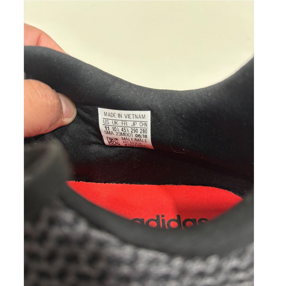 Adidas Cloudfoam Mens 11 Running Shoes Black Red White Mesh B43838 Sneaker - Picture 7 of 7